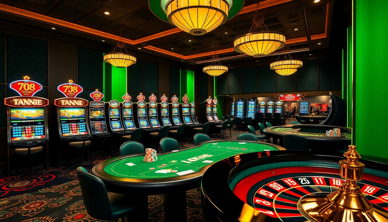 KX8 gaming room with vibrant slot machines and engaging poker tables in a luxurious casino atmosphere
