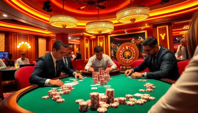 79king players enjoying a thrilling poker game at a luxurious casino.