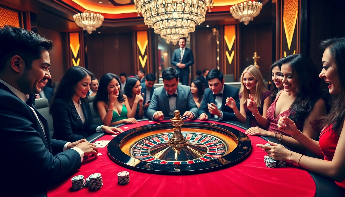 Exciting scene at a roulette table capturing the thrills of http://8kbet.ink/ online gambling.