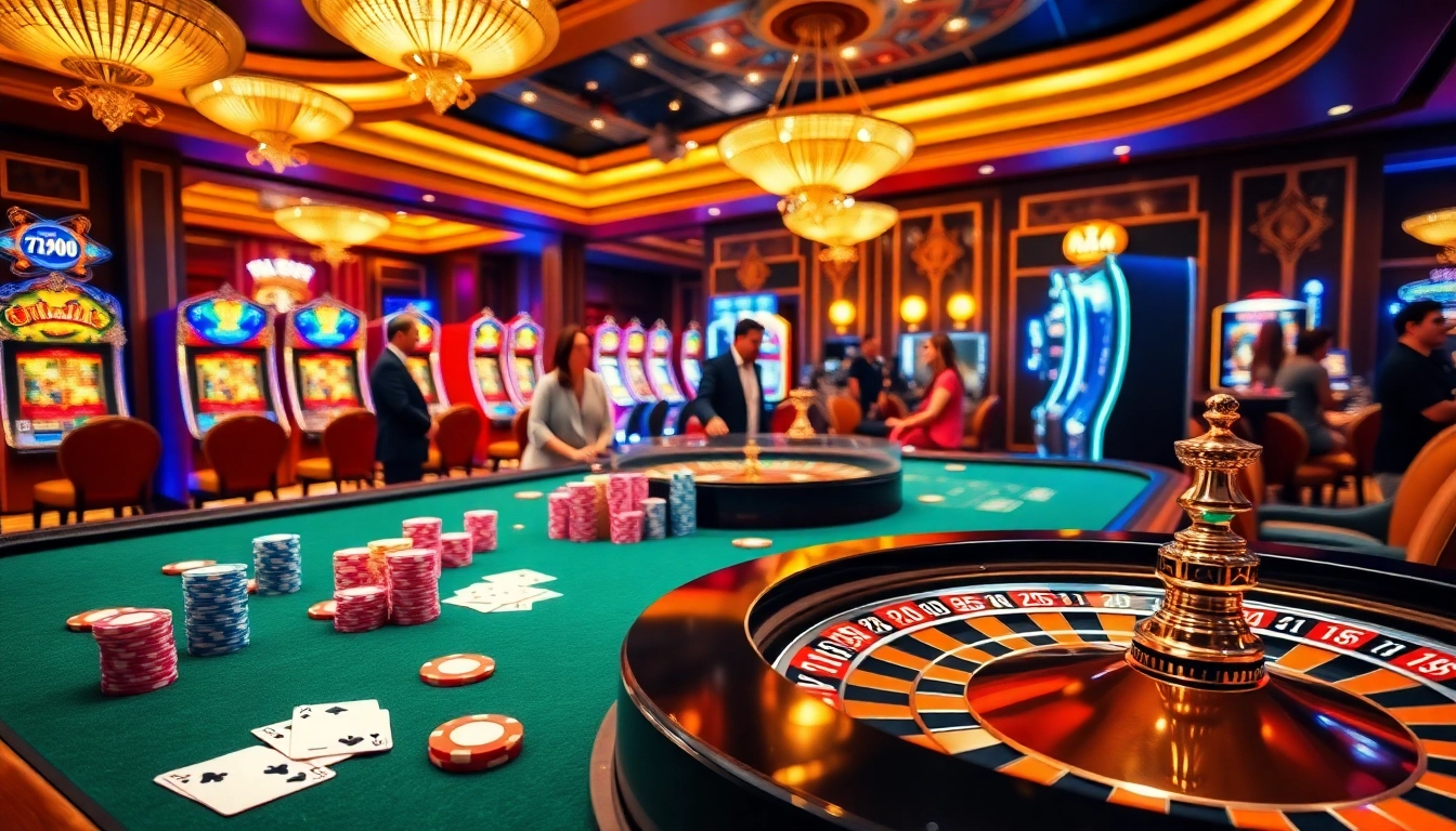 A dynamic 789club gaming scene featuring colorful poker chips and cards at a casino table.