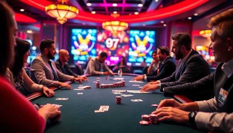 에볼루션 카지노 현장에서 게임을 즐기는 플레이어들의 흥미진진한 순간을 담은 이미지