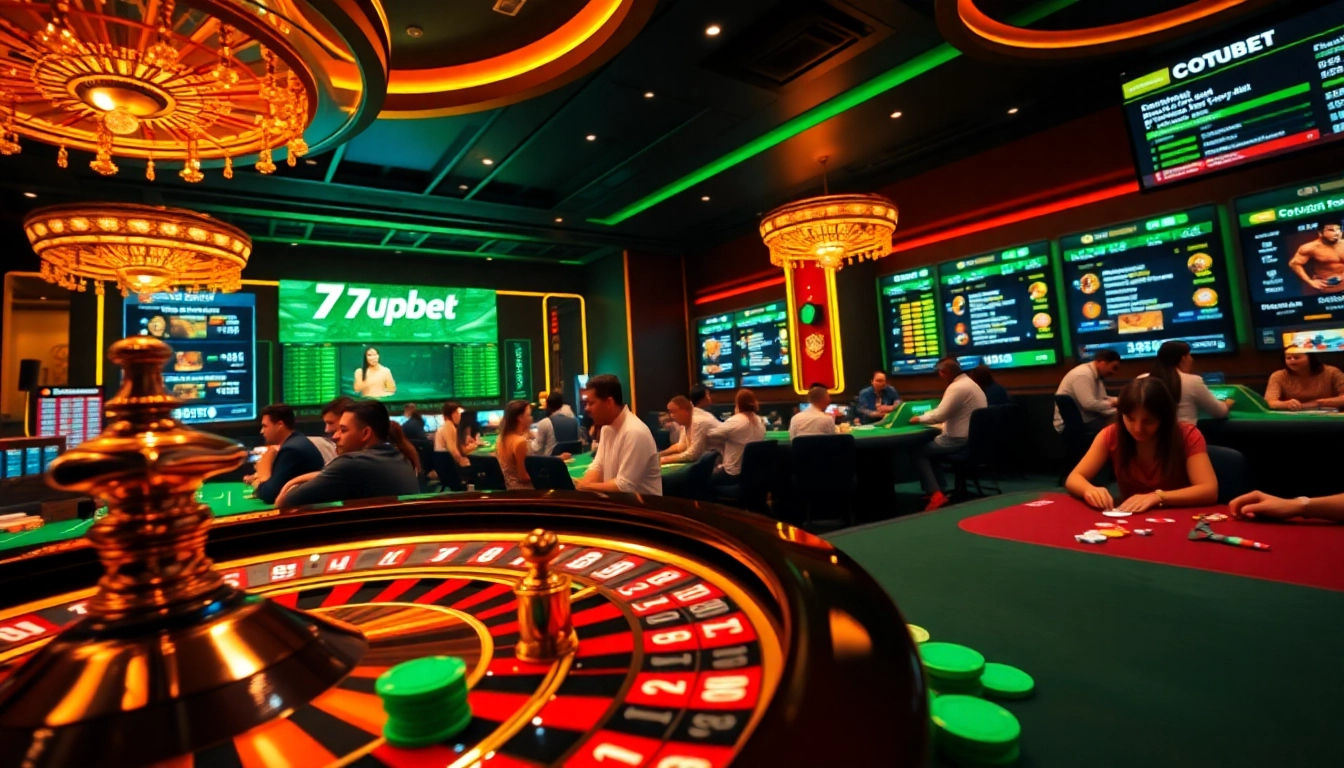 Experience the excitement of betting at 7upbet with poker chips and a roulette wheel.