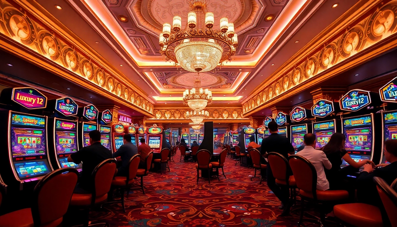 Players enjoying the vibrant casino experience at Luxury12 slot machines.