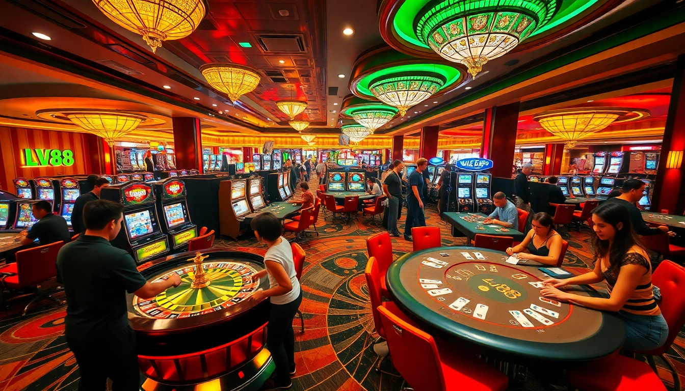 Experience the exciting environment of LV88 casino with players engaged in thrilling games.