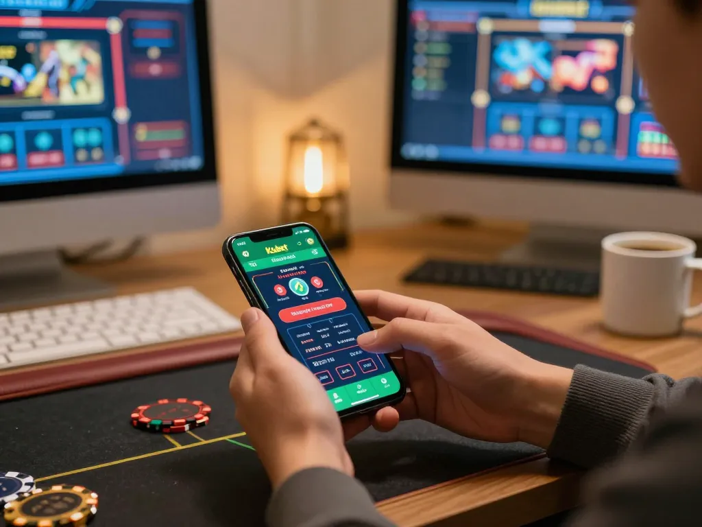 Engaging display of kubet casino app on a smartphone with dynamic betting action.