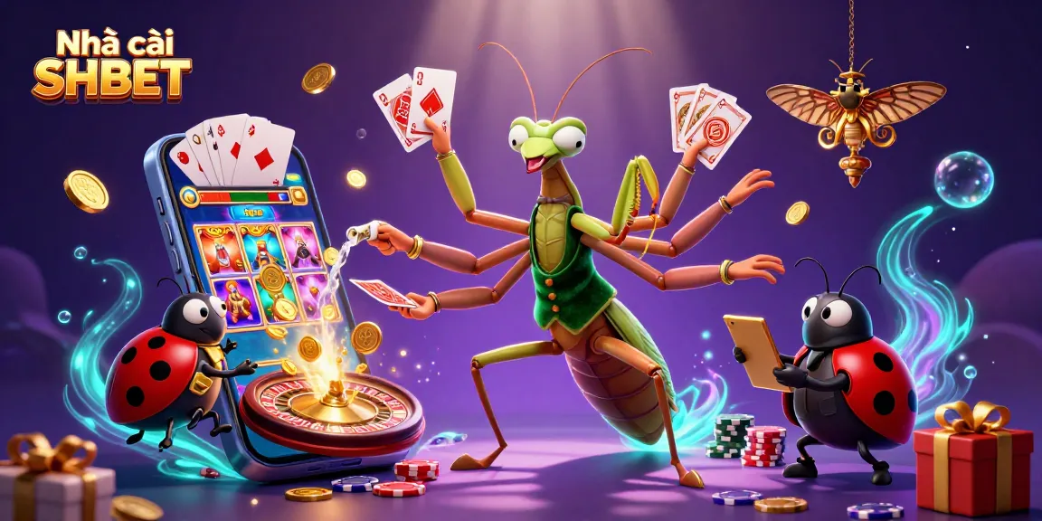 Experience the thrill of Nhà cái SHBET with dynamic gaming characters and vibrant casino elements.