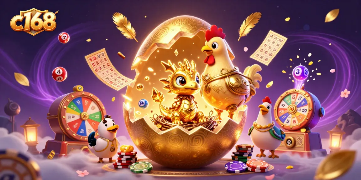 Play c168 to experience thrilling jackpots with a golden dragon and poker chips in a magical casino world.