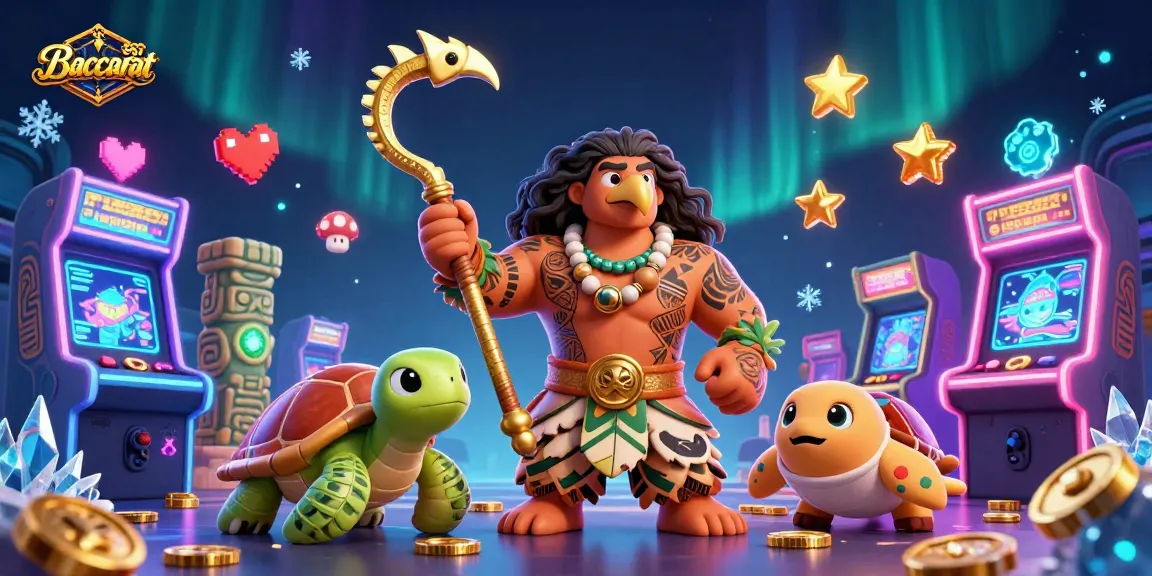 Experience Baccarat excitement with a vibrant 3D illustration of a unique Polynesian hawk and turtle in action.